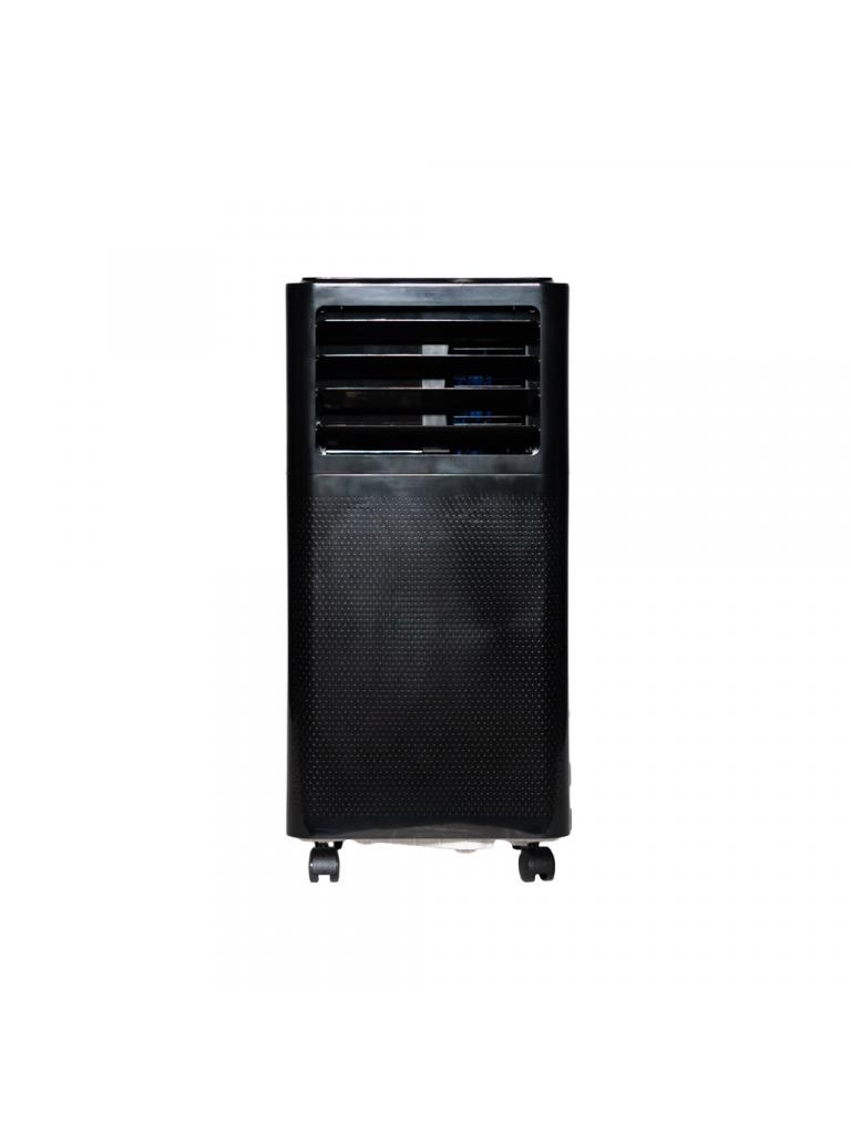 Black Danby DPA050E2BDB-6 portable air conditioner with front louvers and casters, shown in the exact-model manufacturer image; photo-versus-render status uncertain.