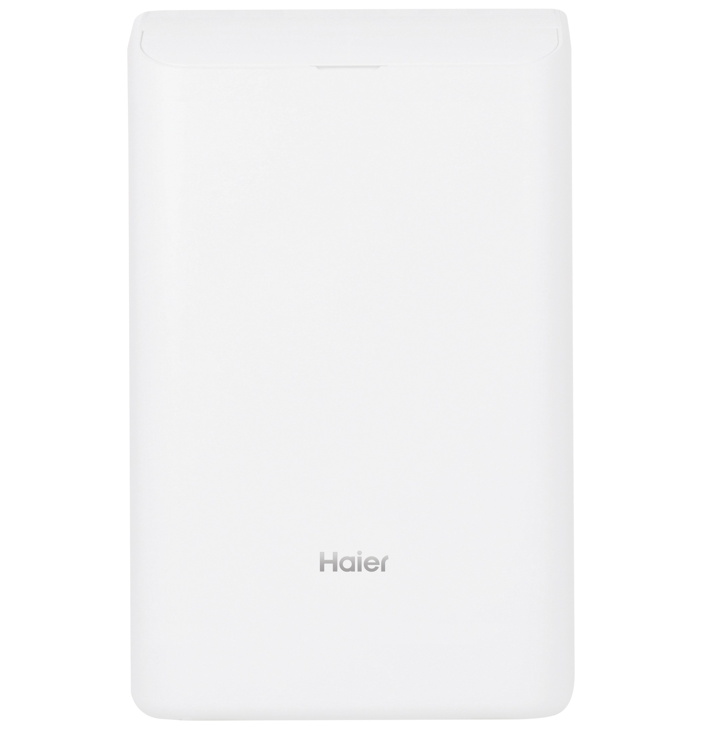 Haier QPCA09YZMW manufacturer page-associated product image; Cropped white front cabinet and Haier logo on a pale background; no legible model code, controls, hose or installation kit. Exact page association is recorded; photo/render status uncertain.