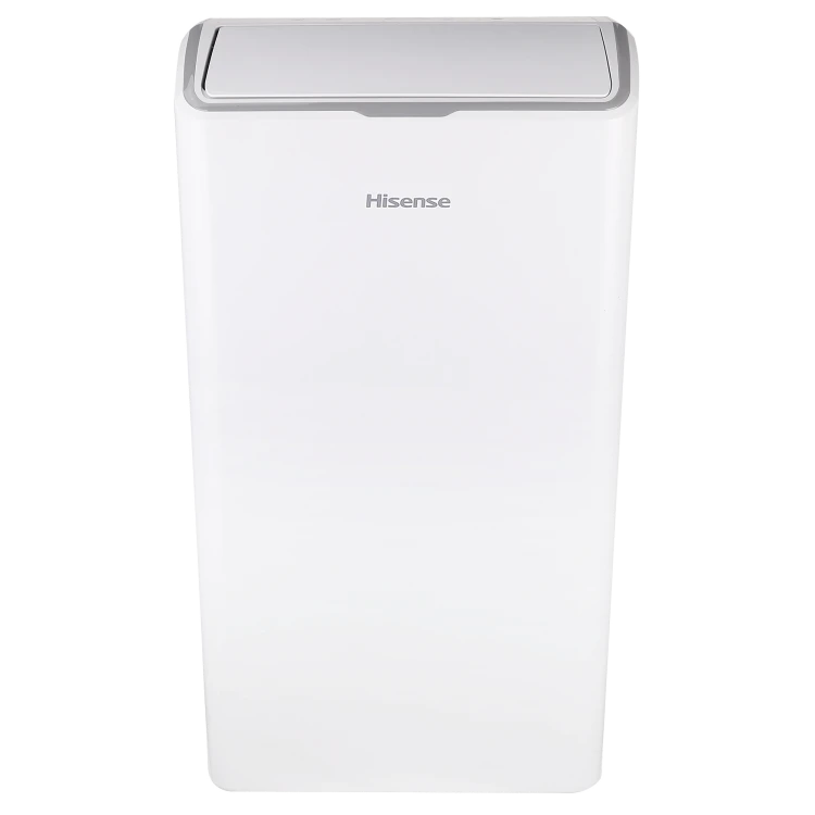 Hisense AP1222CW1W portable air conditioner, front view of white cabinet on a white background; image source is linked from the exact product page.