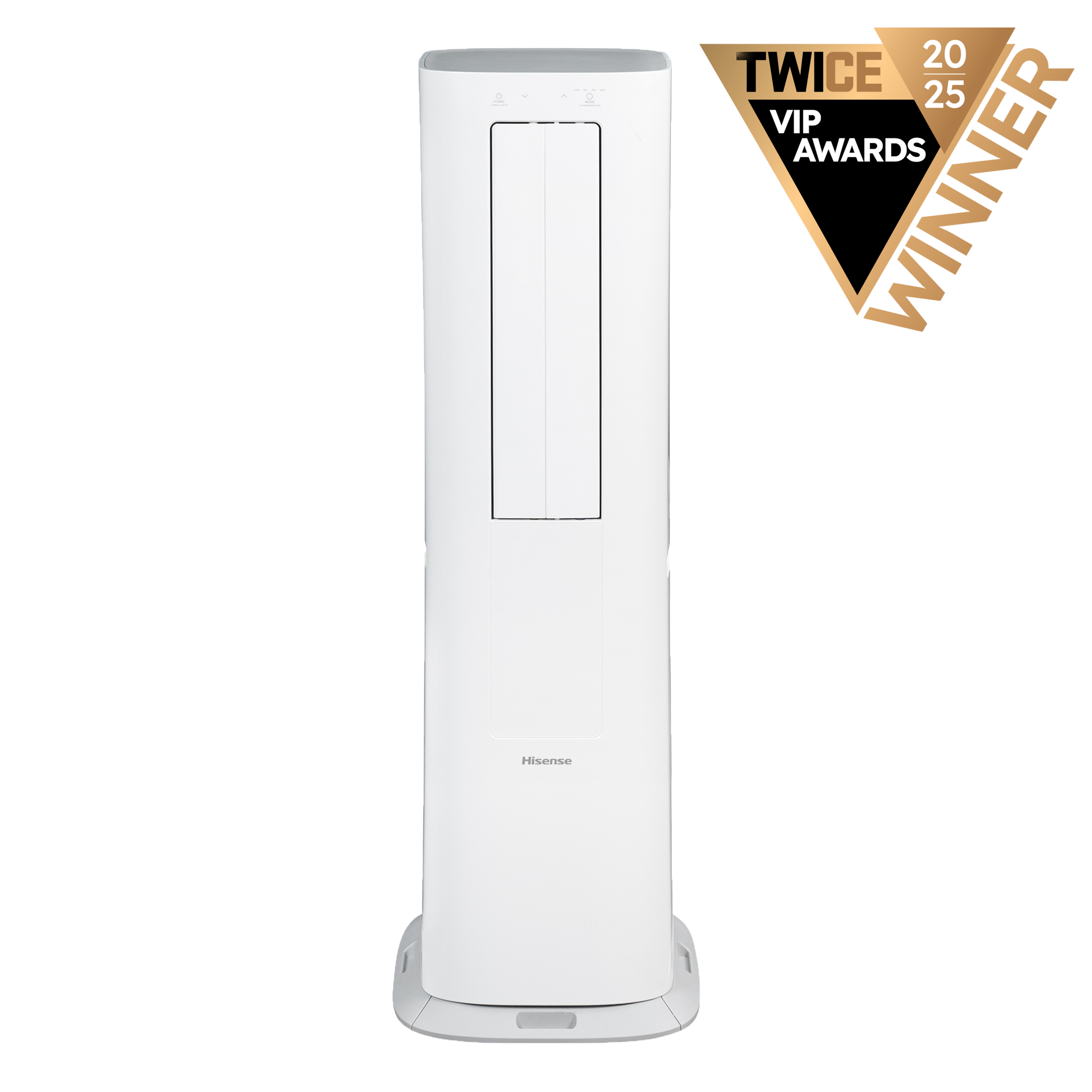 Hisense APT0825UW1WD white tower portable AC, exact support-page-linked original; model code is not legible in image pixels and photo-versus-render status is uncertain.
