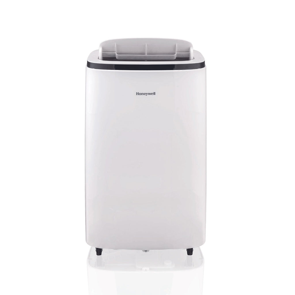 Honeywell HJ0CESWK7 white portable air conditioner in a front-facing page-associated product packshot; the exact code is not legible on the cabinet and photo-versus-render status is uncertain.