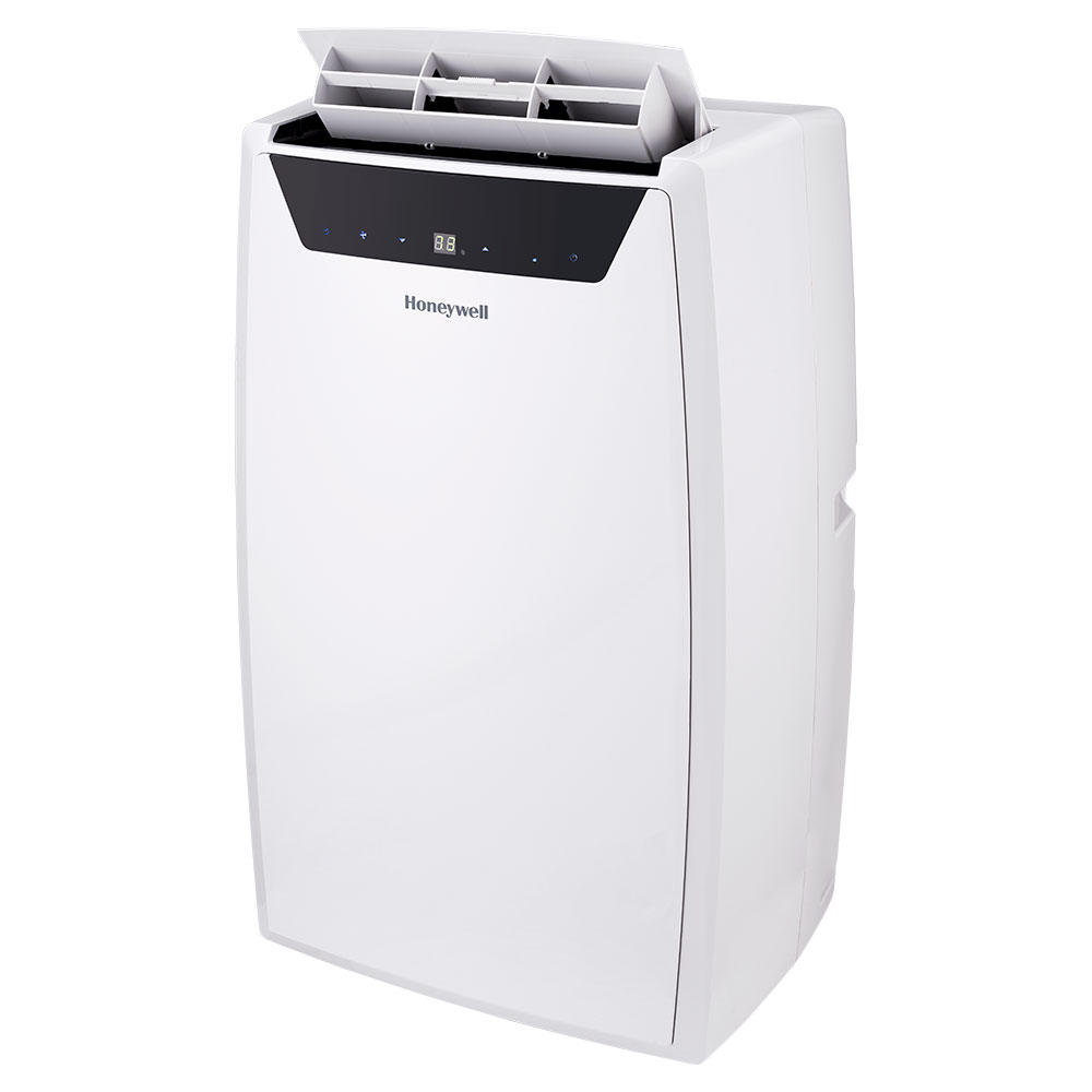 White Honeywell MN4CFSWW9 portable air conditioner from the exact HoneywellStore product-page image; model code is bound by the page listing, not legible on cabinet; studio photograph versus render uncertain.