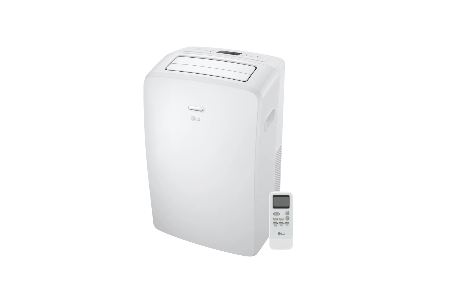 LG LP0723WSR portable air conditioner, white cabinet and remote, catalog view
