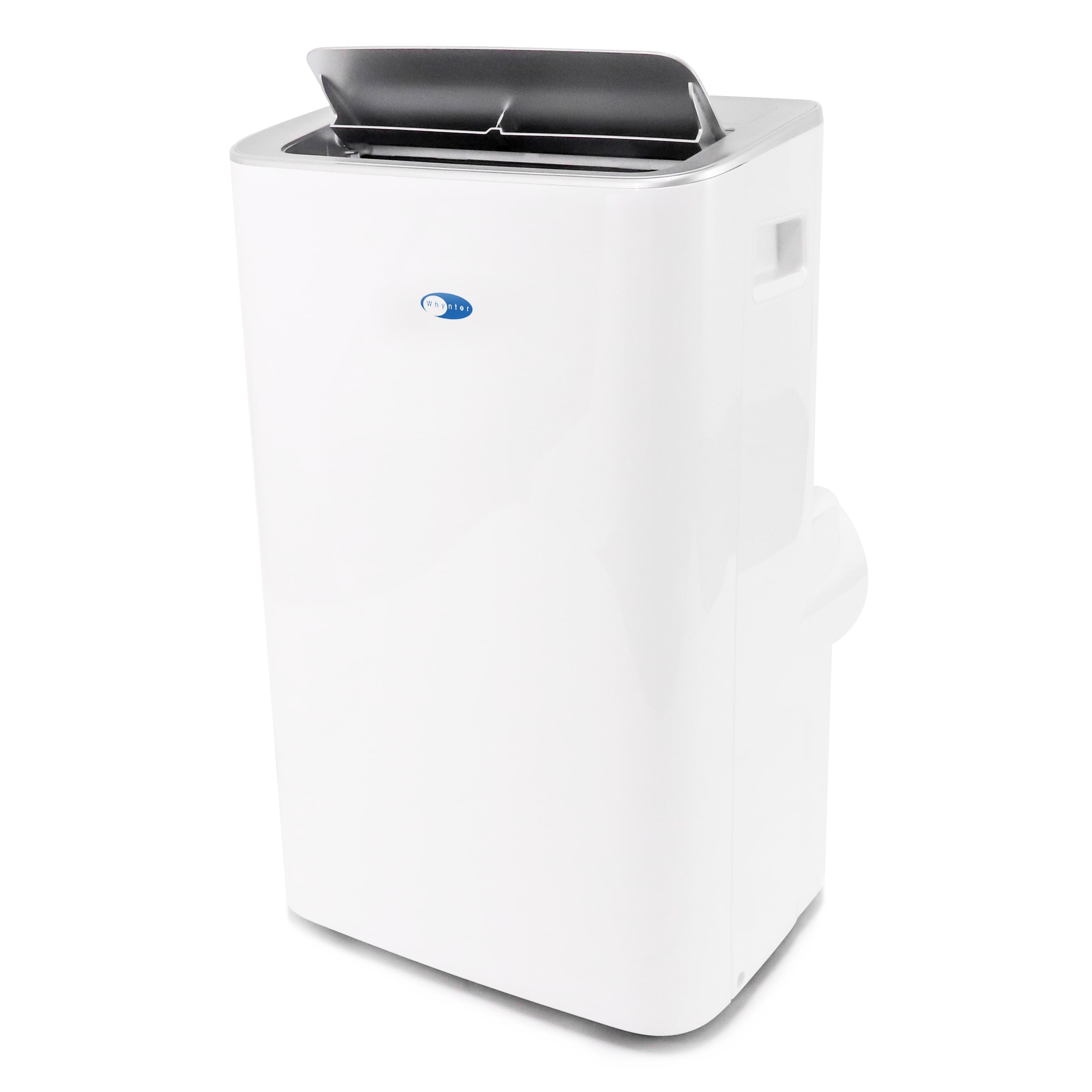 Whynter ARC-1050XPH white portable AC, angled left-side view