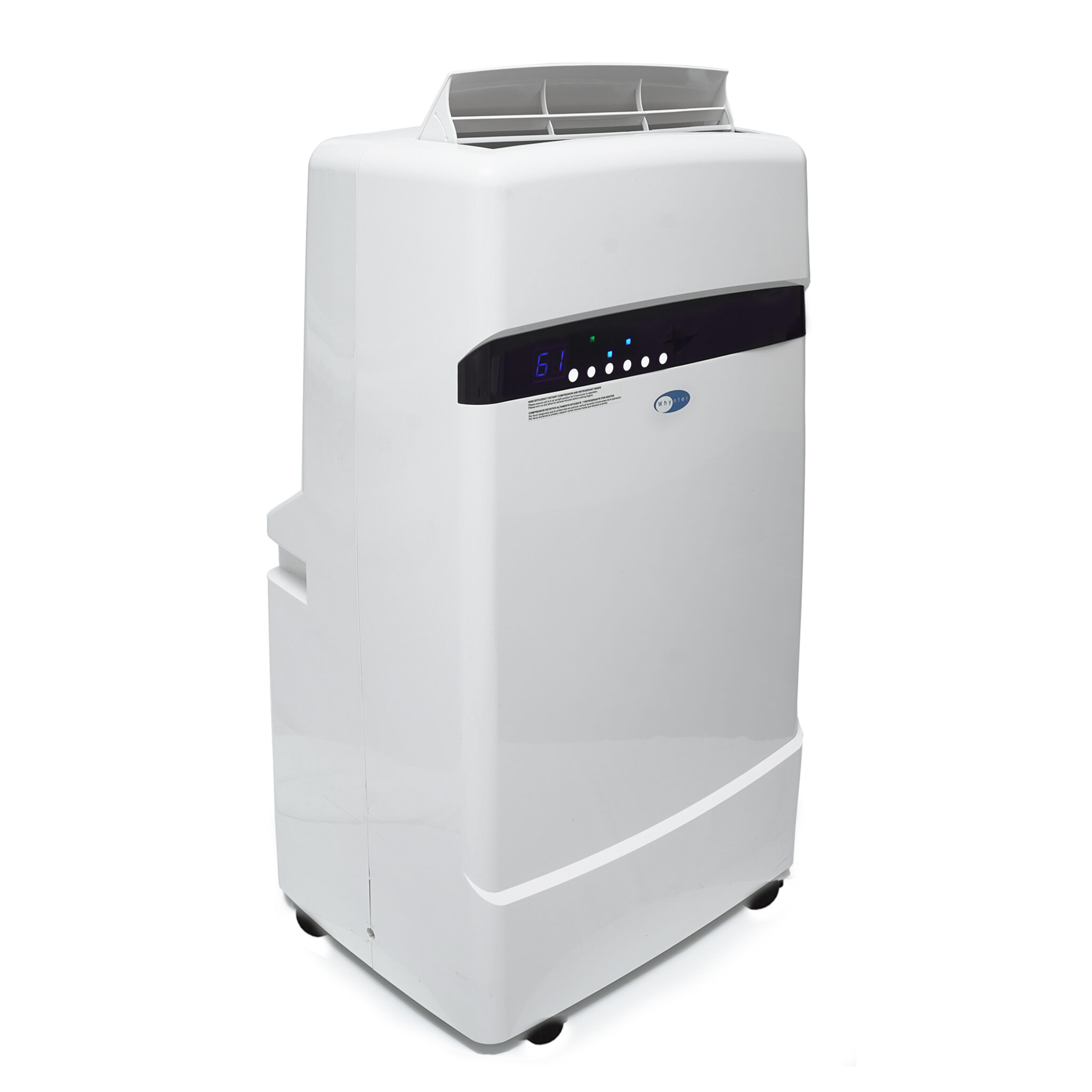 White Whynter ARC-12SDH cabinet in side view with control strip and top outlet